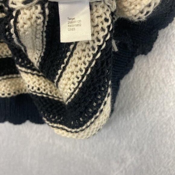 Future Collective Open Knit Sweater Vest Womens 3X Striped Scalloped Navy Blue - Picture 8 of 10